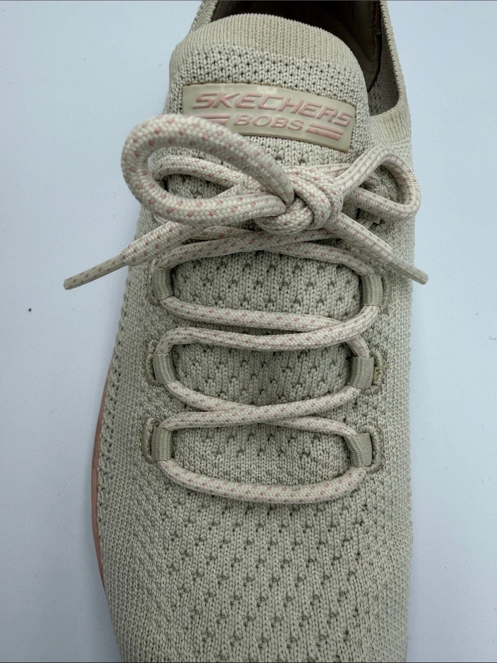 Skechers Women's Knit Slip-On Sneakers in Cream and Blush